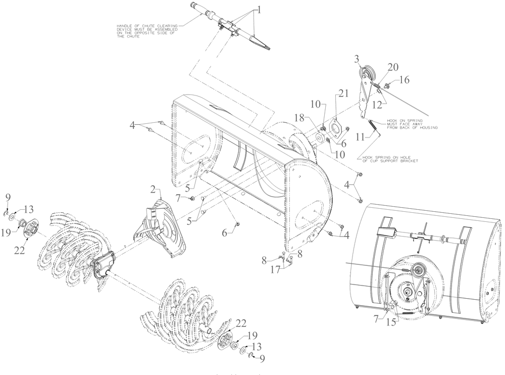Impeller 1 Diagram and Parts List for 2X24-INCH (31AM6BVRB10)(2023) Cub Cadet Snow Blower
